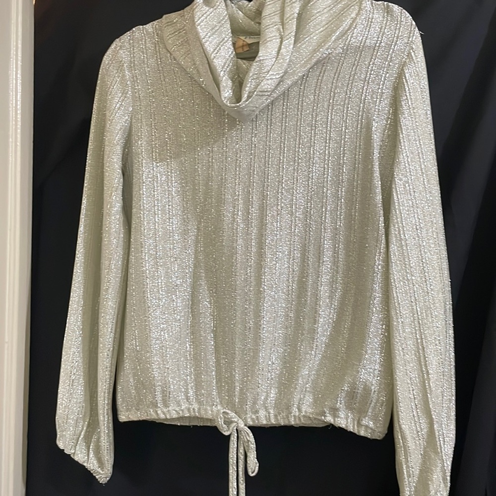 Vintage Provincetown shiny silver blouse